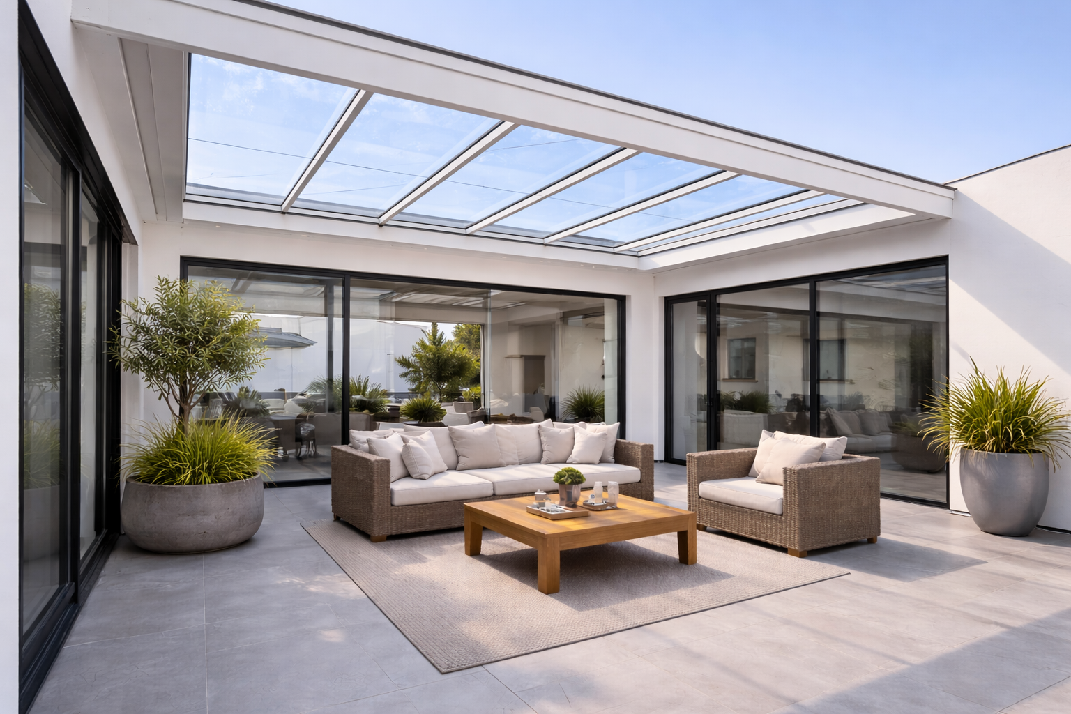 Techado Fijo de Cristal en Jardín